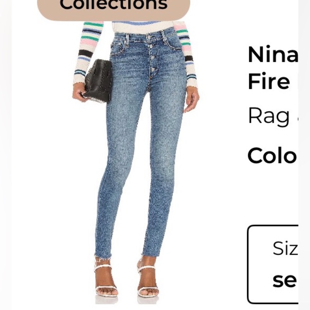 Rag and Bone High-Rise Skinny Jeans - Blue Wash Rag and Bone